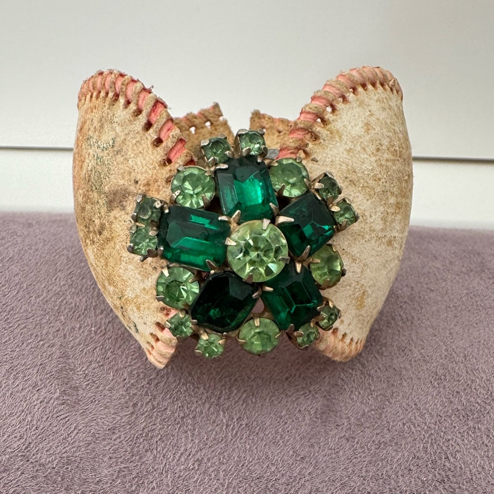 Baseball Vintage Green Gemstone Women's Bracelet